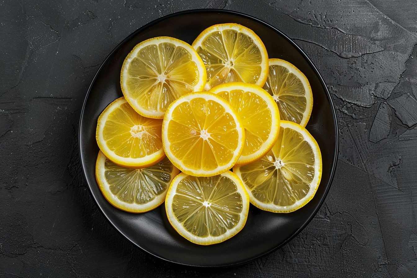 Image gratuite Tranches de citron dans un bol sur fond noir 1