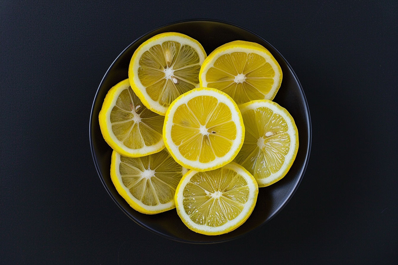 Image gratuite Tranches de citron dans un bol sur fond noir 3