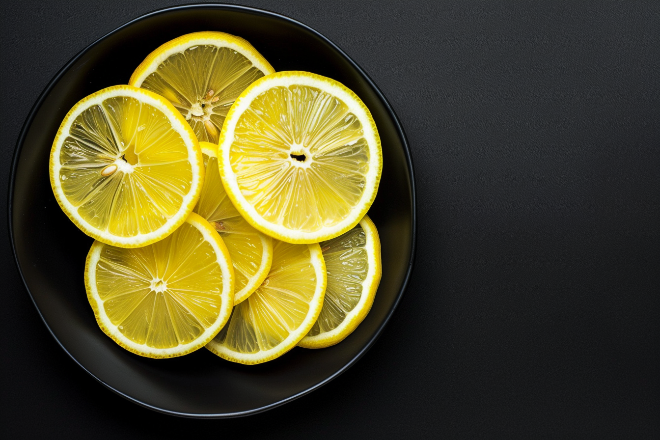 Image gratuite Tranches de citron dans un bol sur fond noir 4
