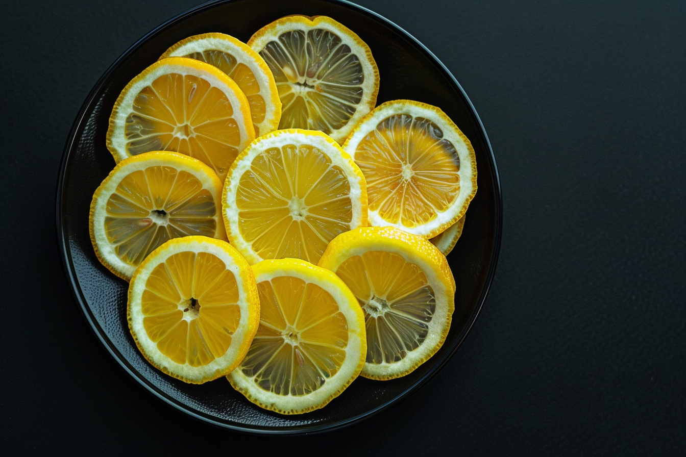 Image gratuite Tranches de citron dans un bol sur fond noir 6