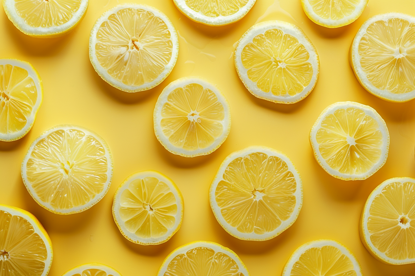 Image gratuite Tranches de citron sur fond jaune pastel 1