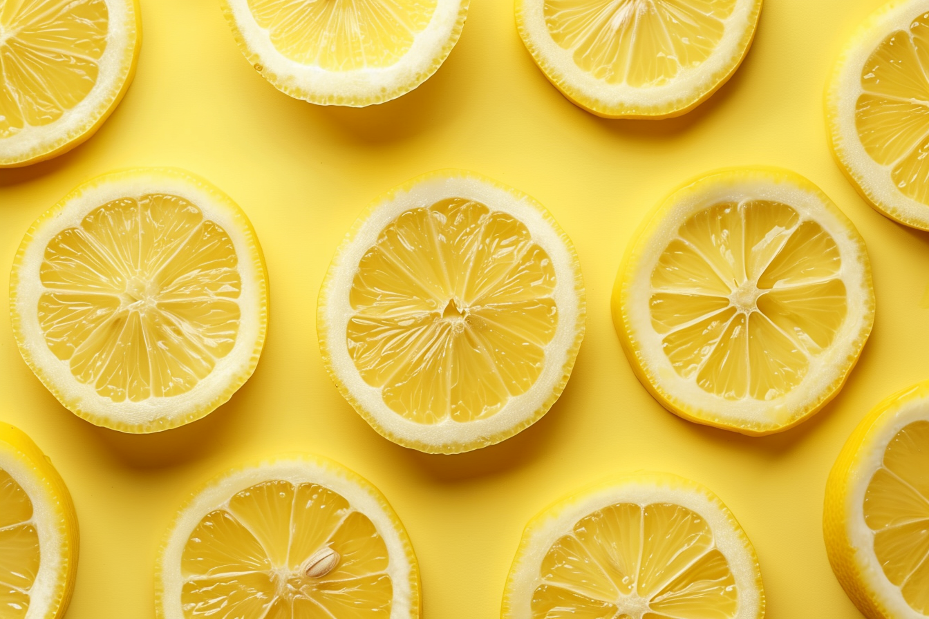 Image gratuite Tranches de citron sur fond jaune pastel 3