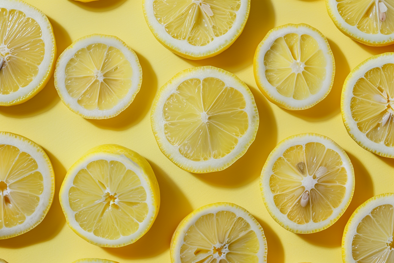 Image gratuite Tranches de citron sur fond jaune pastel 4