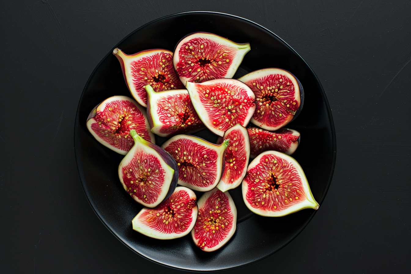 Image gratuite Tranches de figue dans bol sur fond noir 1