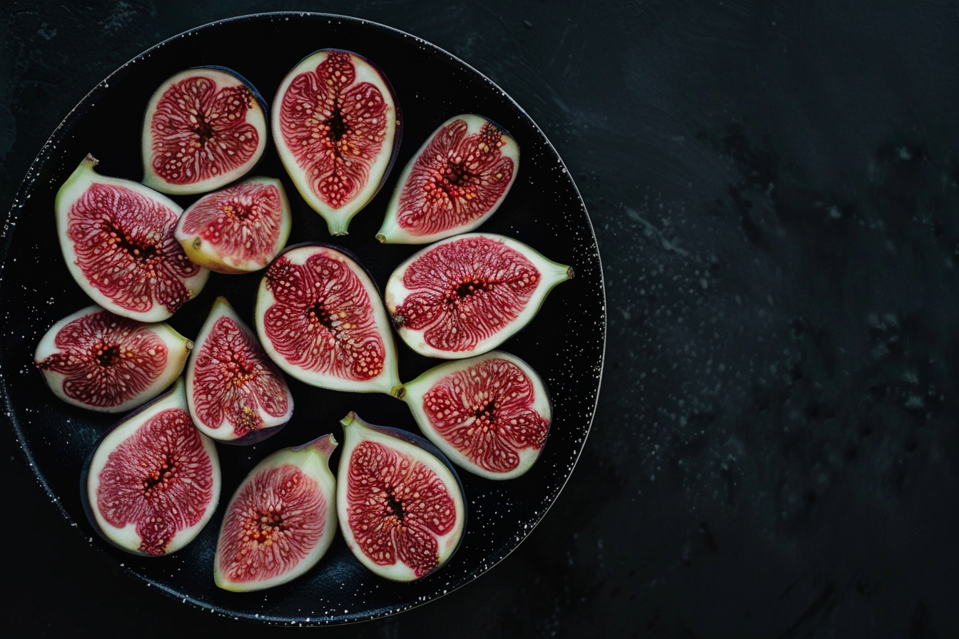 Image gratuite Tranches de figue dans bol sur fond noir 3