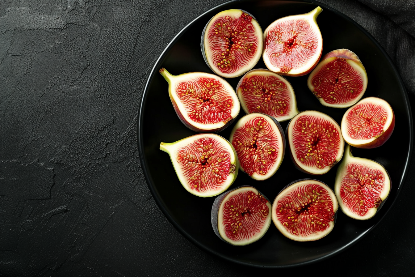 Image gratuite Tranches de figue dans bol sur fond noir 4