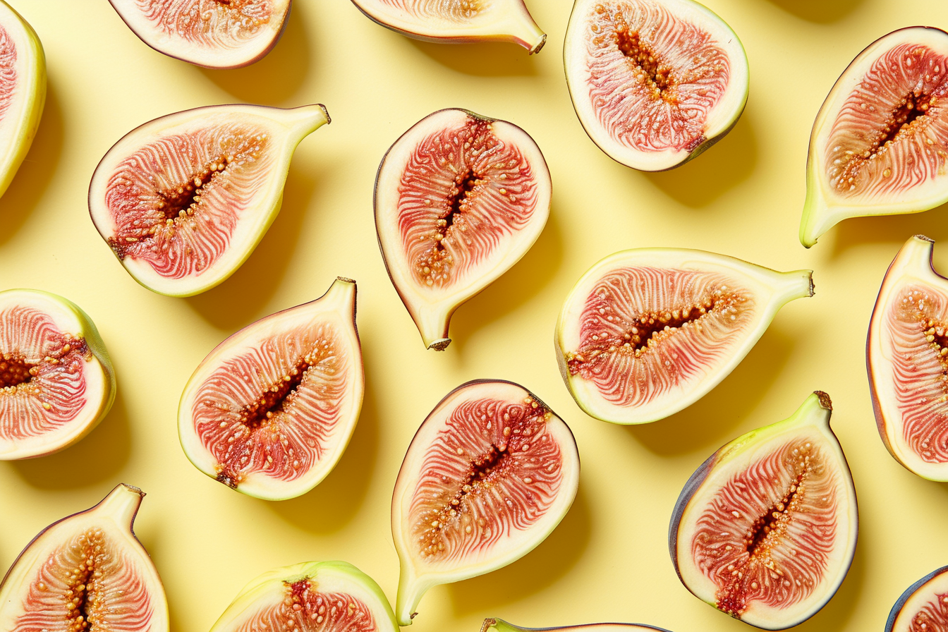 Image gratuite Tranches de figue sur fond jaune pastel 1