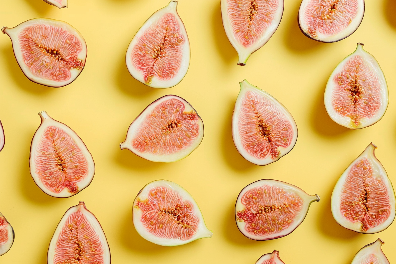 Image gratuite Tranches de figue sur fond jaune pastel 3