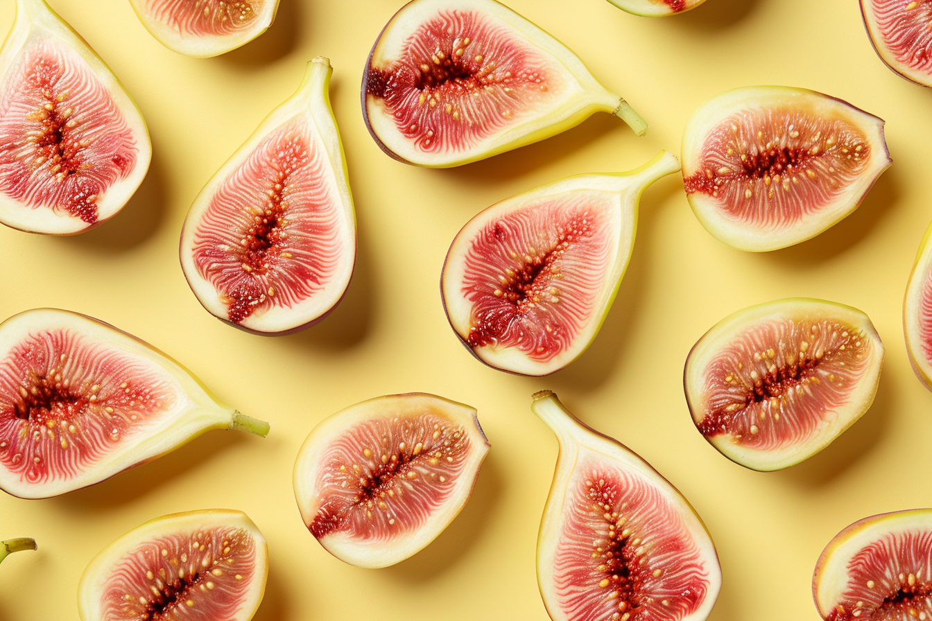 Image gratuite Tranches de figue sur fond jaune pastel 4