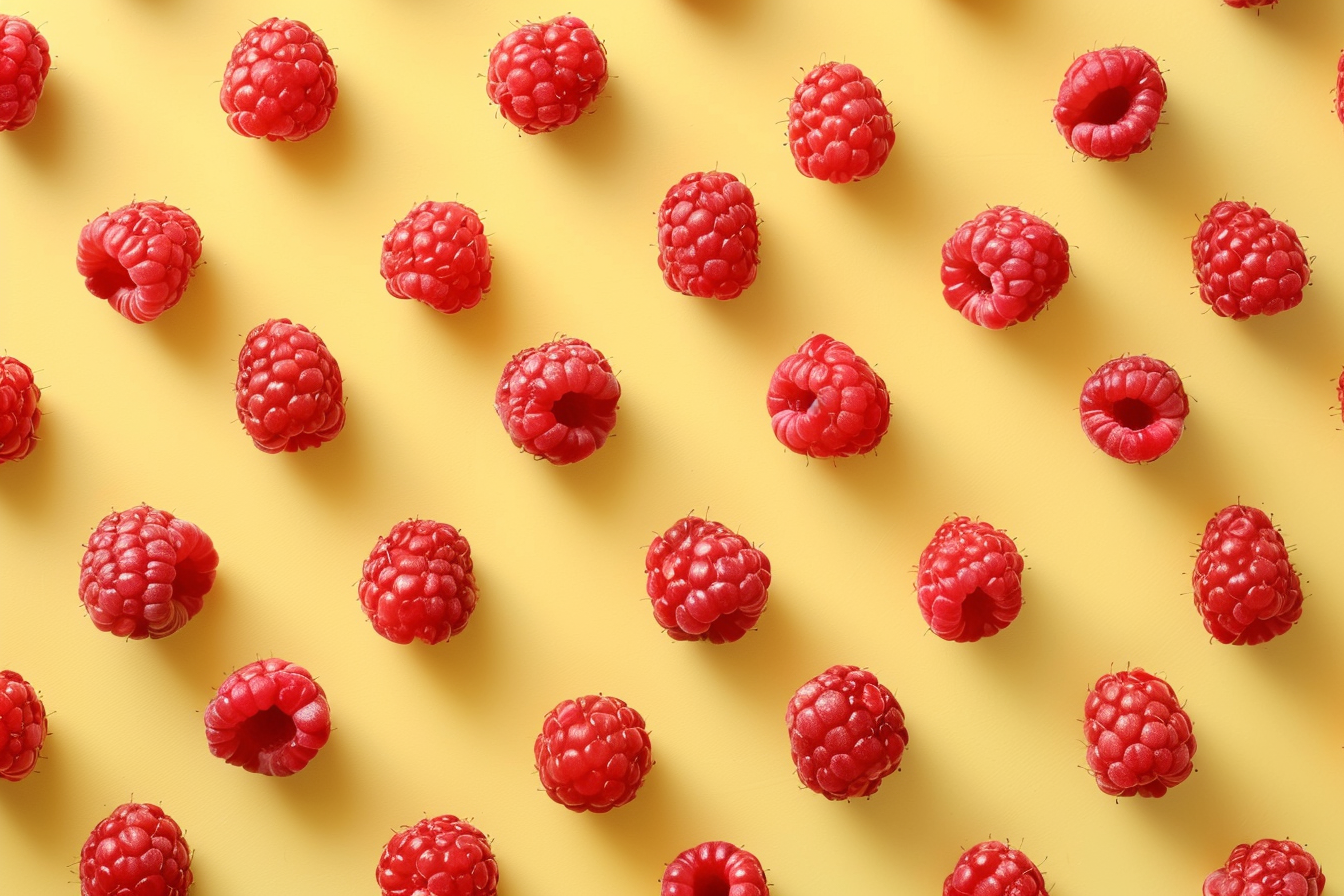 Image gratuite Tranches de framboise sur fond jaune pastel 4