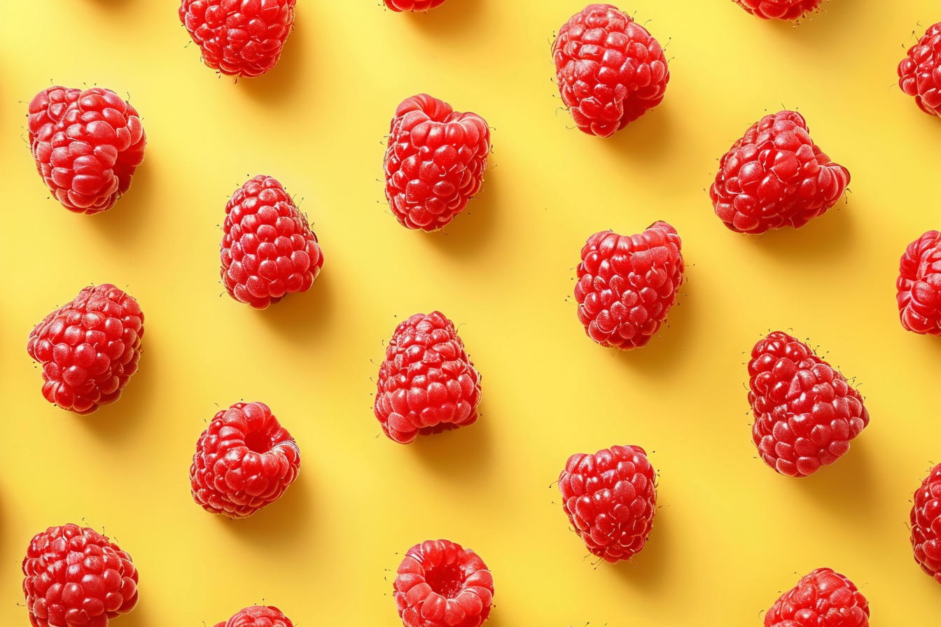 Image gratuite Tranches de framboise sur fond jaune pastel 5