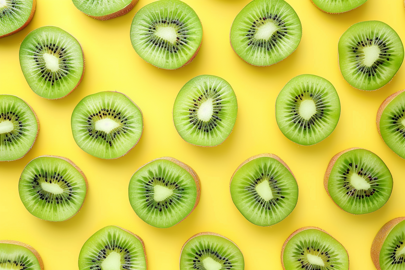 Image gratuite Tranches de kiwi sur fond pastel 2