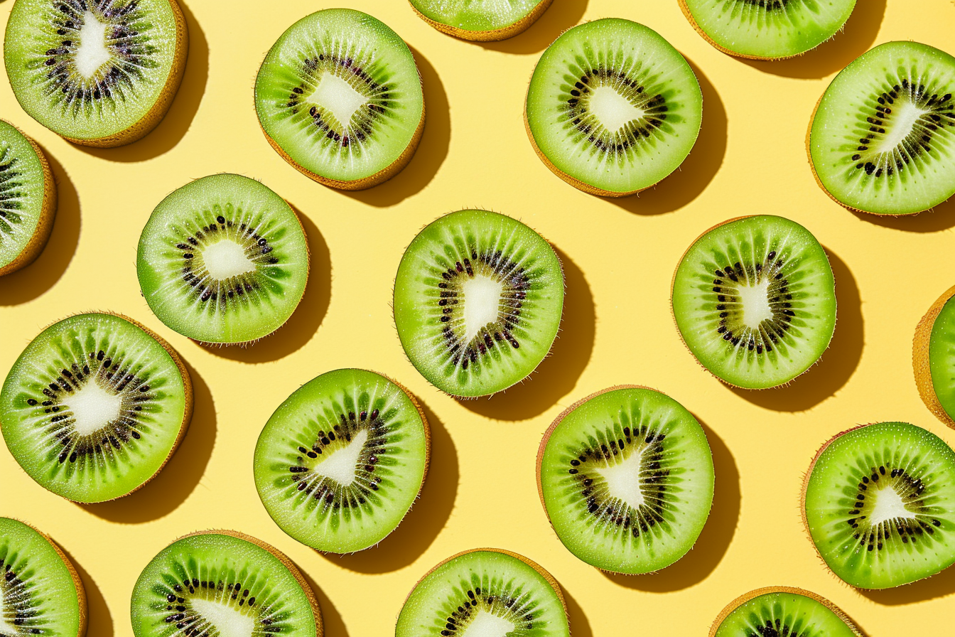 Image gratuite Tranches de kiwi sur fond pastel 4
