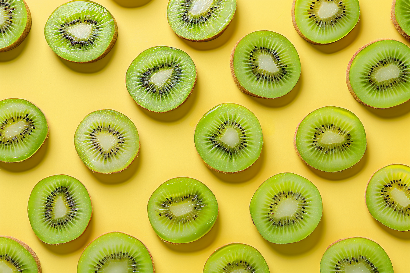 Image gratuite Tranches de kiwi sur fond pastel 5