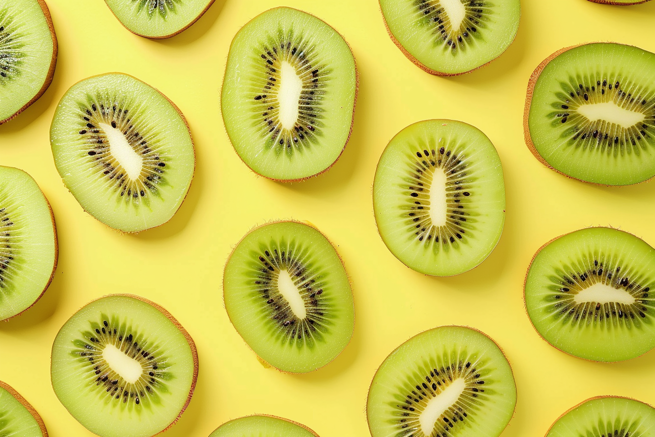 Image gratuite Tranches de kiwi sur fond pastel 6