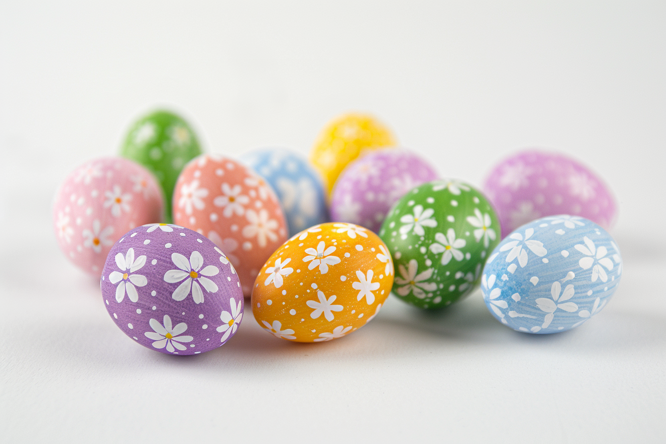 Image gratuite Œufs colorés, fond blanc 6