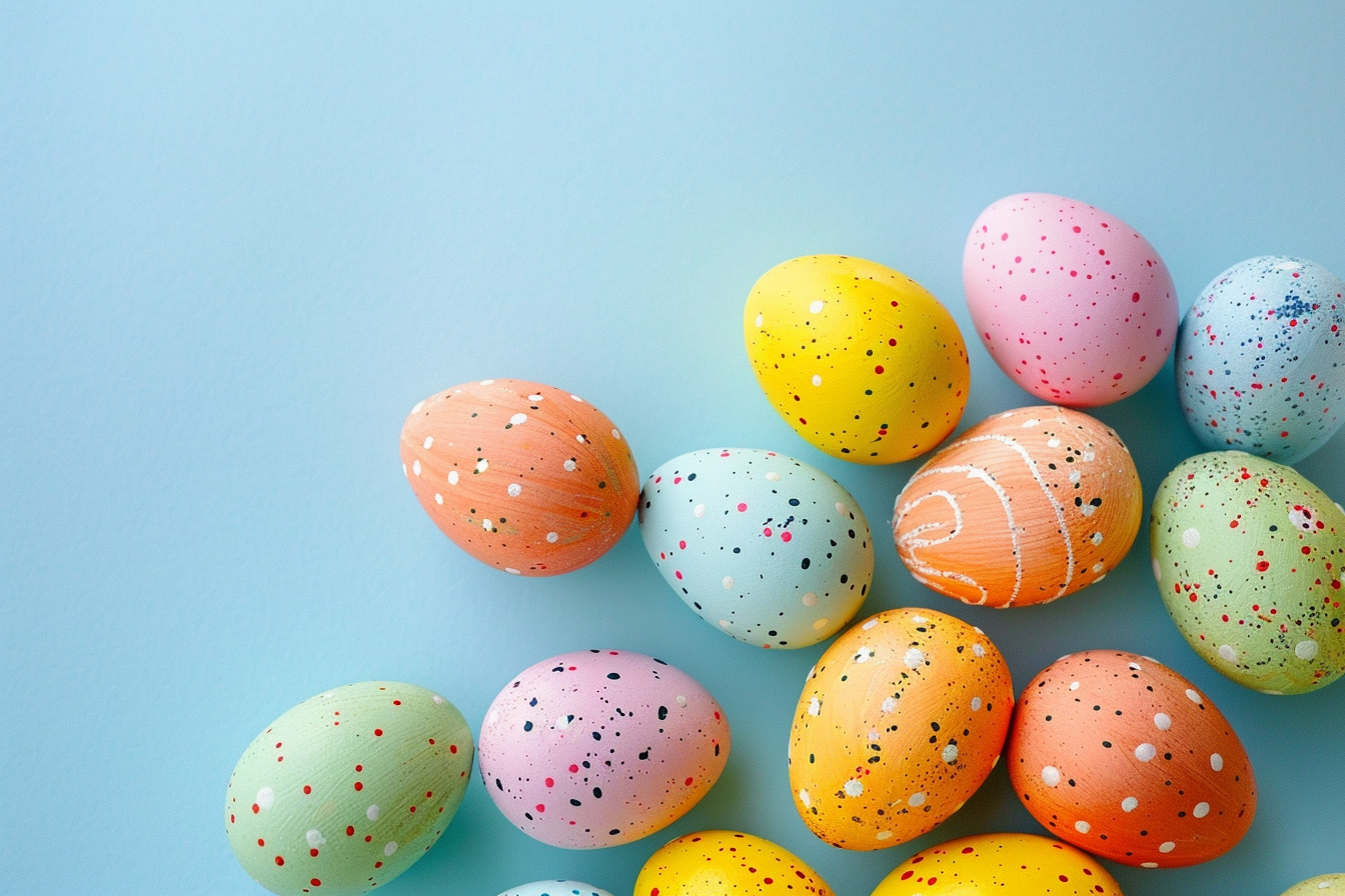 Image gratuite Œufs colorés, fond bleu clair 4