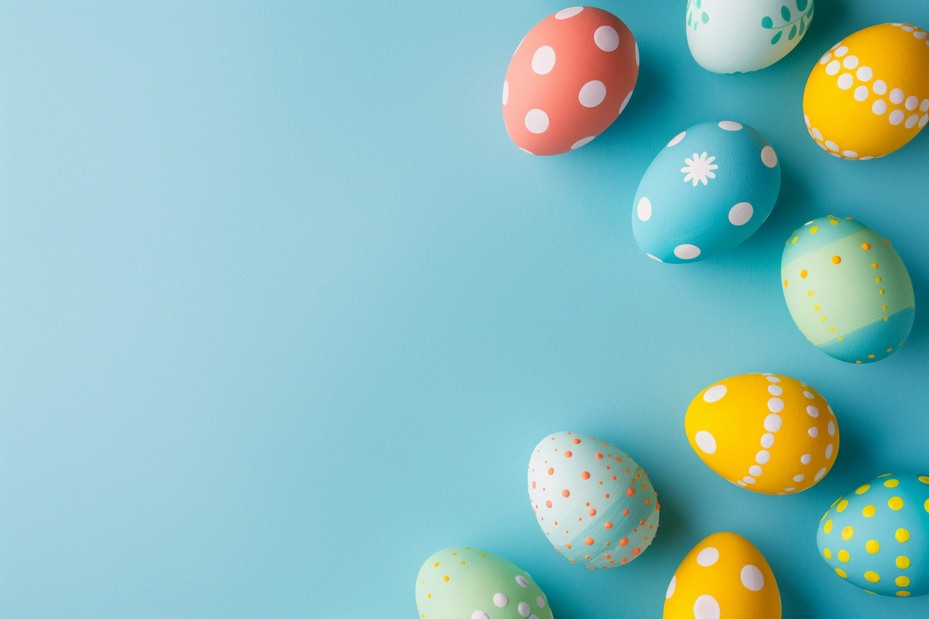 Image gratuite Œufs colorés, fond bleu clair 5