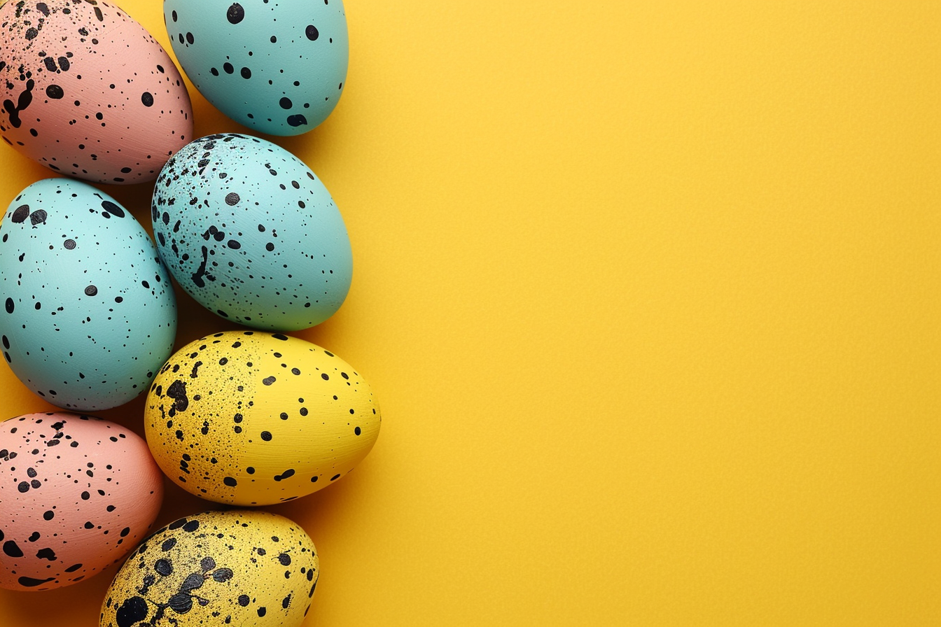 Image gratuite Œufs colorés, fond jaune vibrant 5