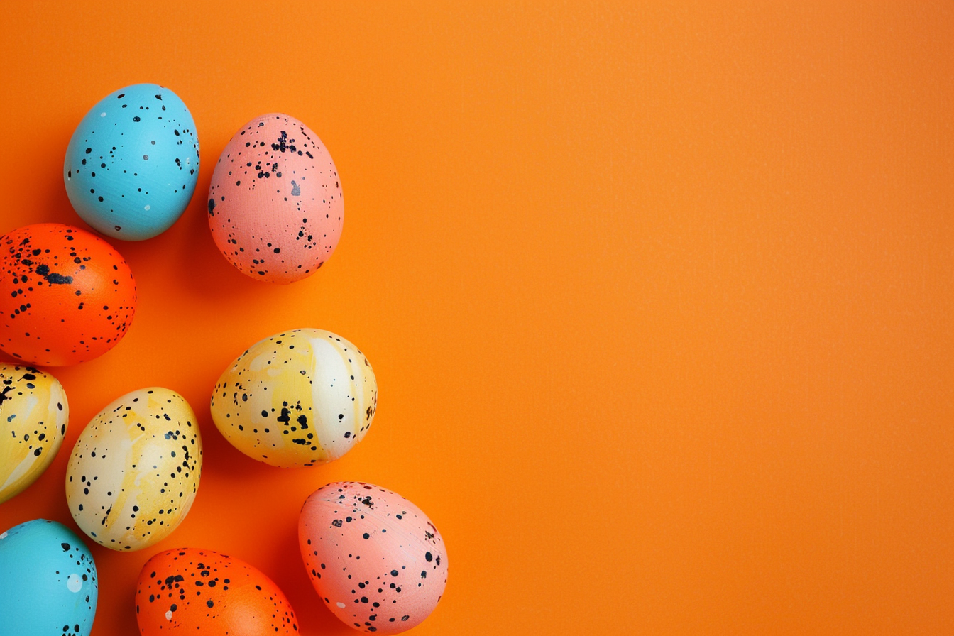 Image gratuite Œufs colorés, fond orange 2