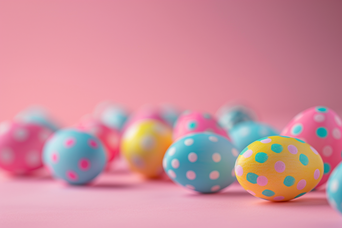 Image gratuite Œufs colorés, fond rose pastel 3