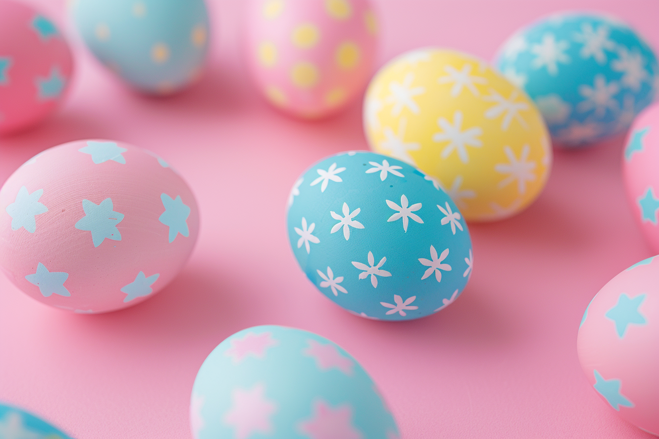 Image gratuite Œufs colorés, fond rose pastel 4