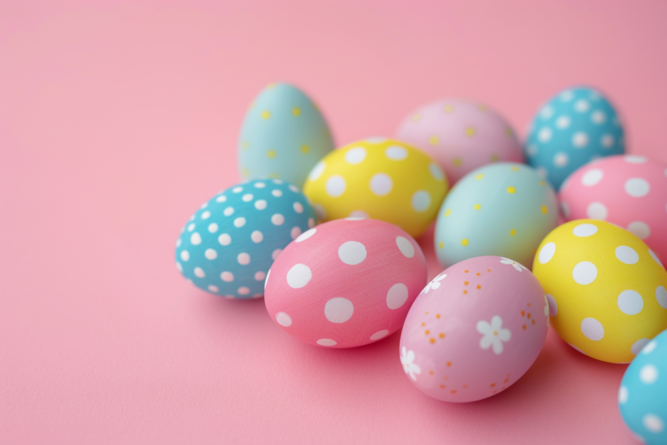 Image gratuite Œufs colorés, fond rose pastel 5