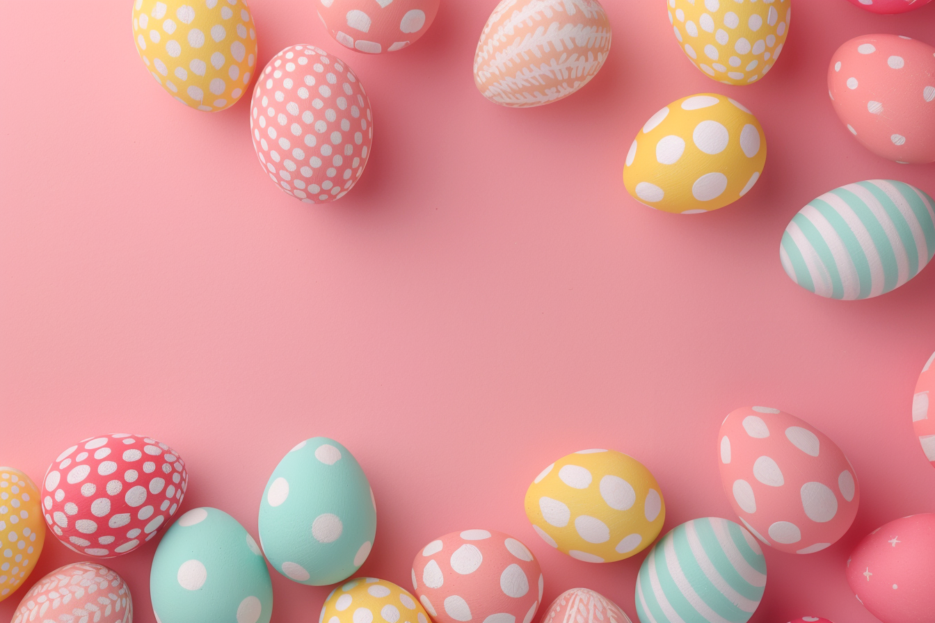 Image gratuite Œufs colorés, fond rose pastel 7