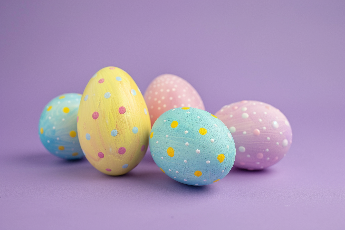 Image gratuite Œufs colorés, fond violet 2