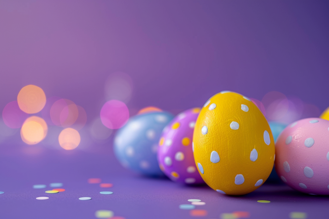 Image gratuite Œufs colorés, fond violet 3