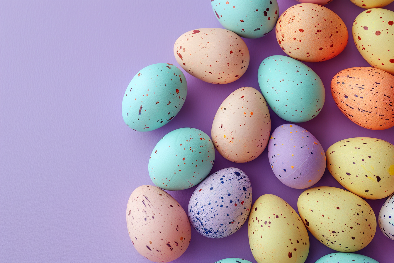 Image gratuite Œufs colorés, fond violet 5