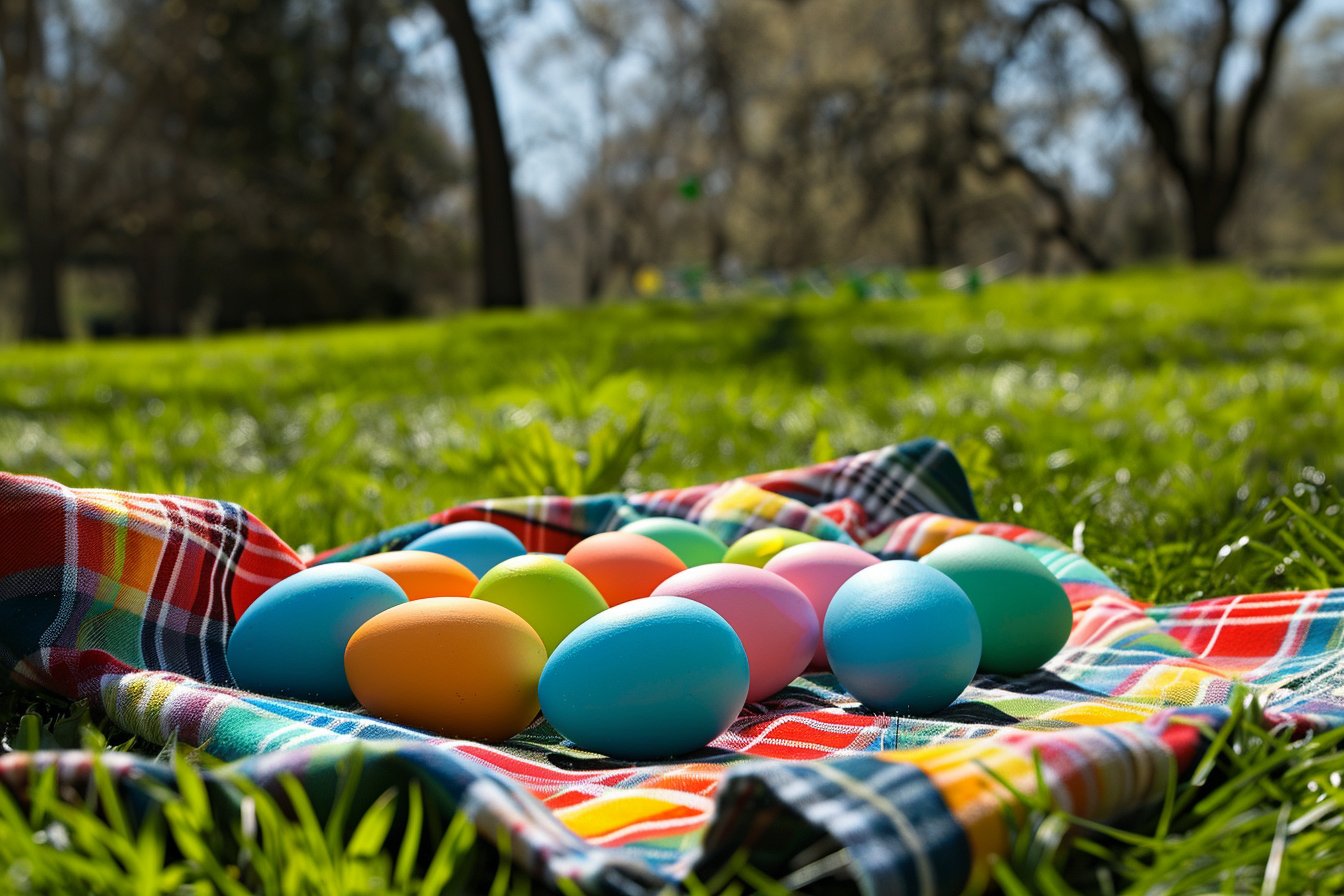 Image gratuite Œufs, couverture pique-nique, parc ensoleillé 1