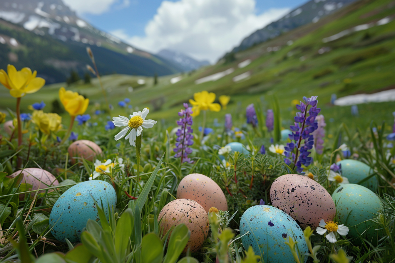 Image gratuite Œufs, lit fleurs sauvages, prairie montagne 1