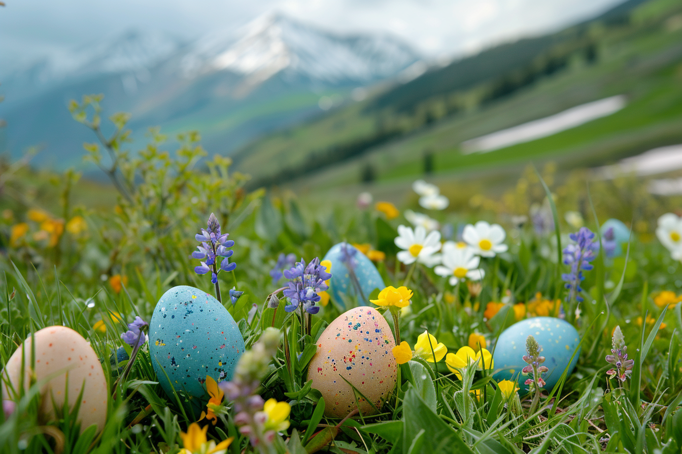 Image gratuite Œufs, lit fleurs sauvages, prairie montagne 2