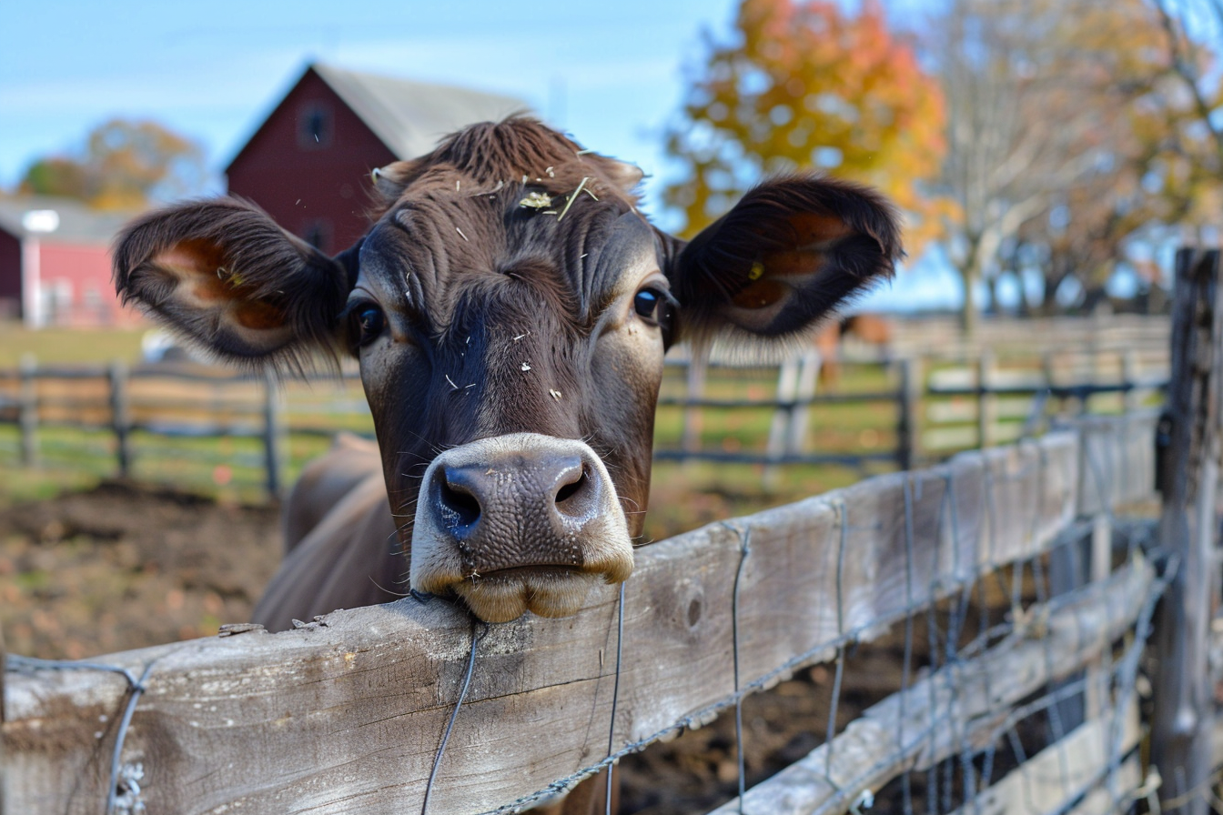 Image gratuite Vache laitière curieuse sur clôture 1