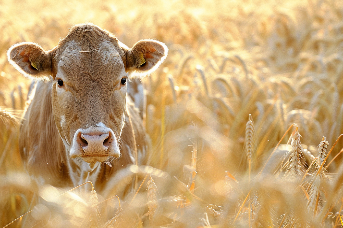 Image gratuite Vache laitière dans champ de blé 1