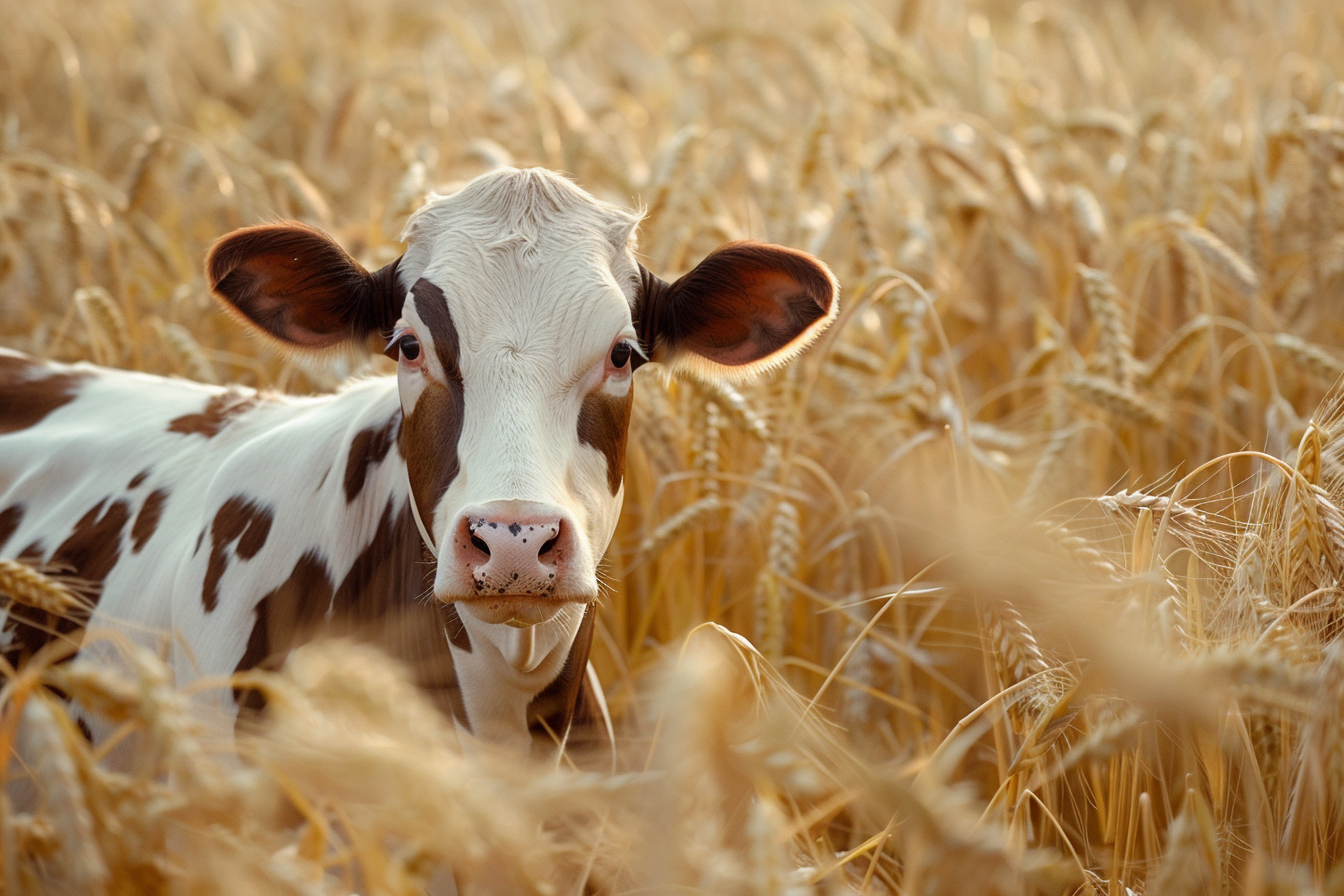 Image gratuite Vache laitière dans champ de blé 2