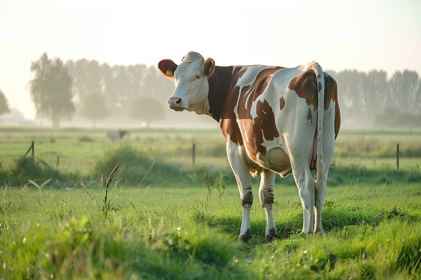 Image gratuite Vache laitière dans pâturage verdoyant 1