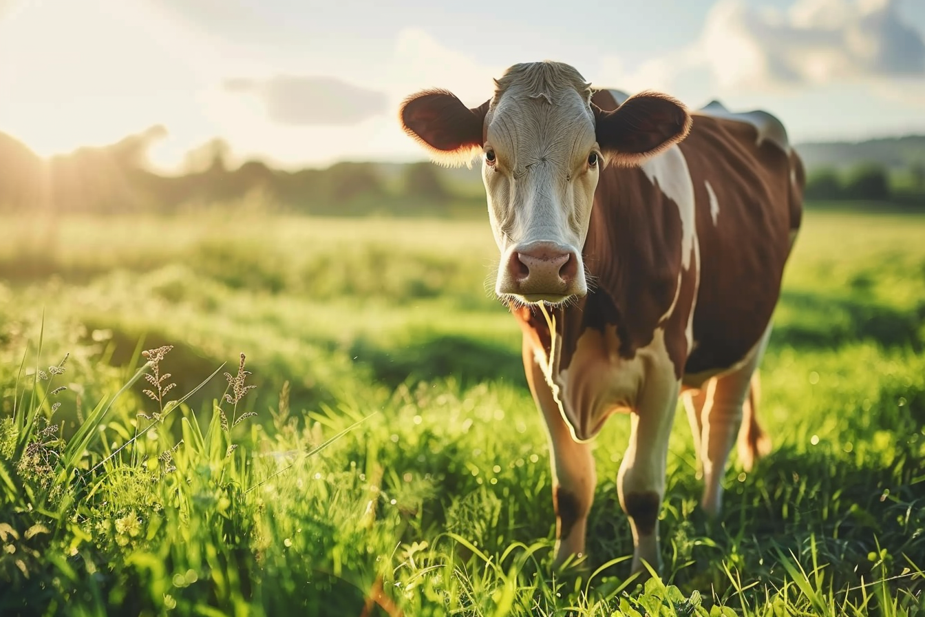 Image gratuite Vache laitière dans pâturage verdoyant 2