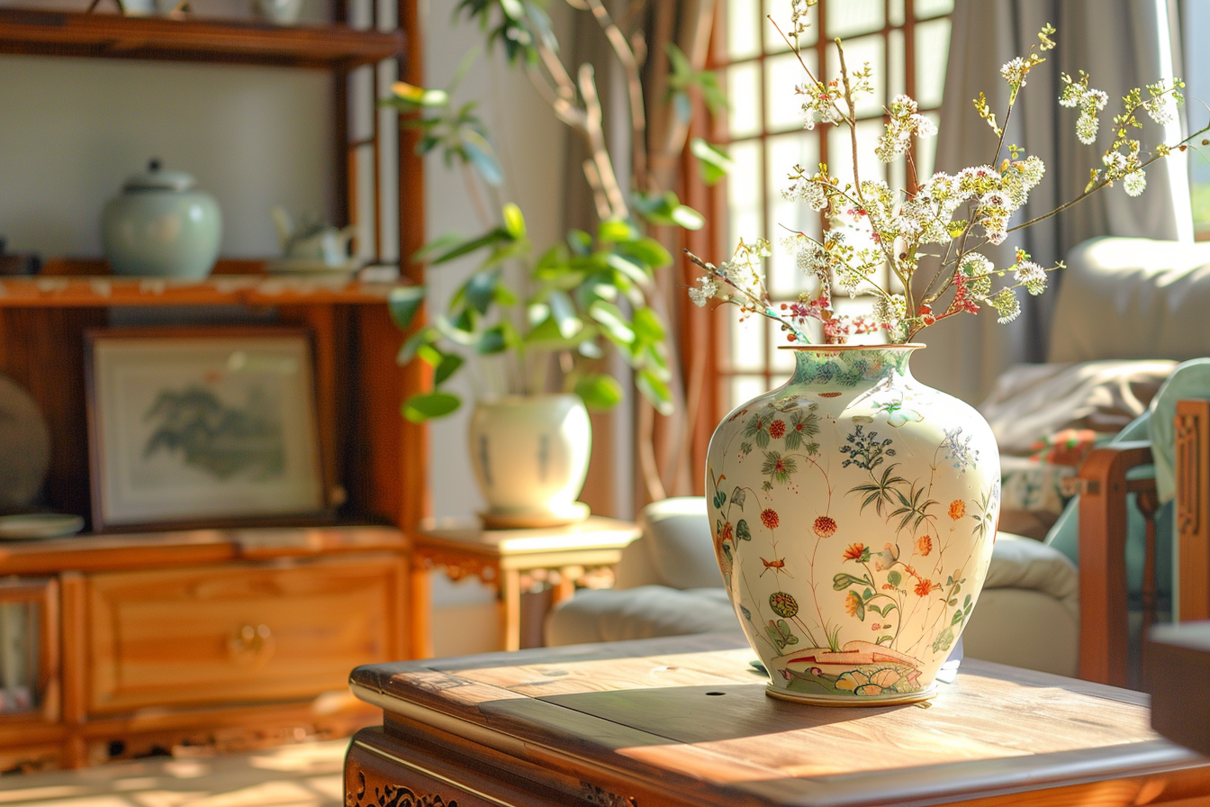 Image gratuite Vase en céramique vintage sur buffet 1