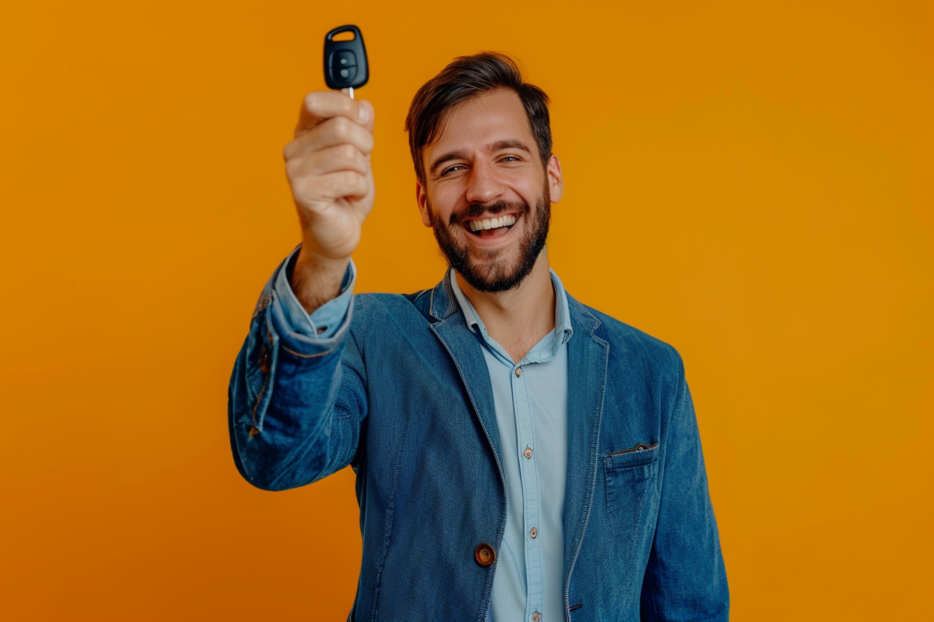 Image gratuite Vendeur de voitures, fond orange 2