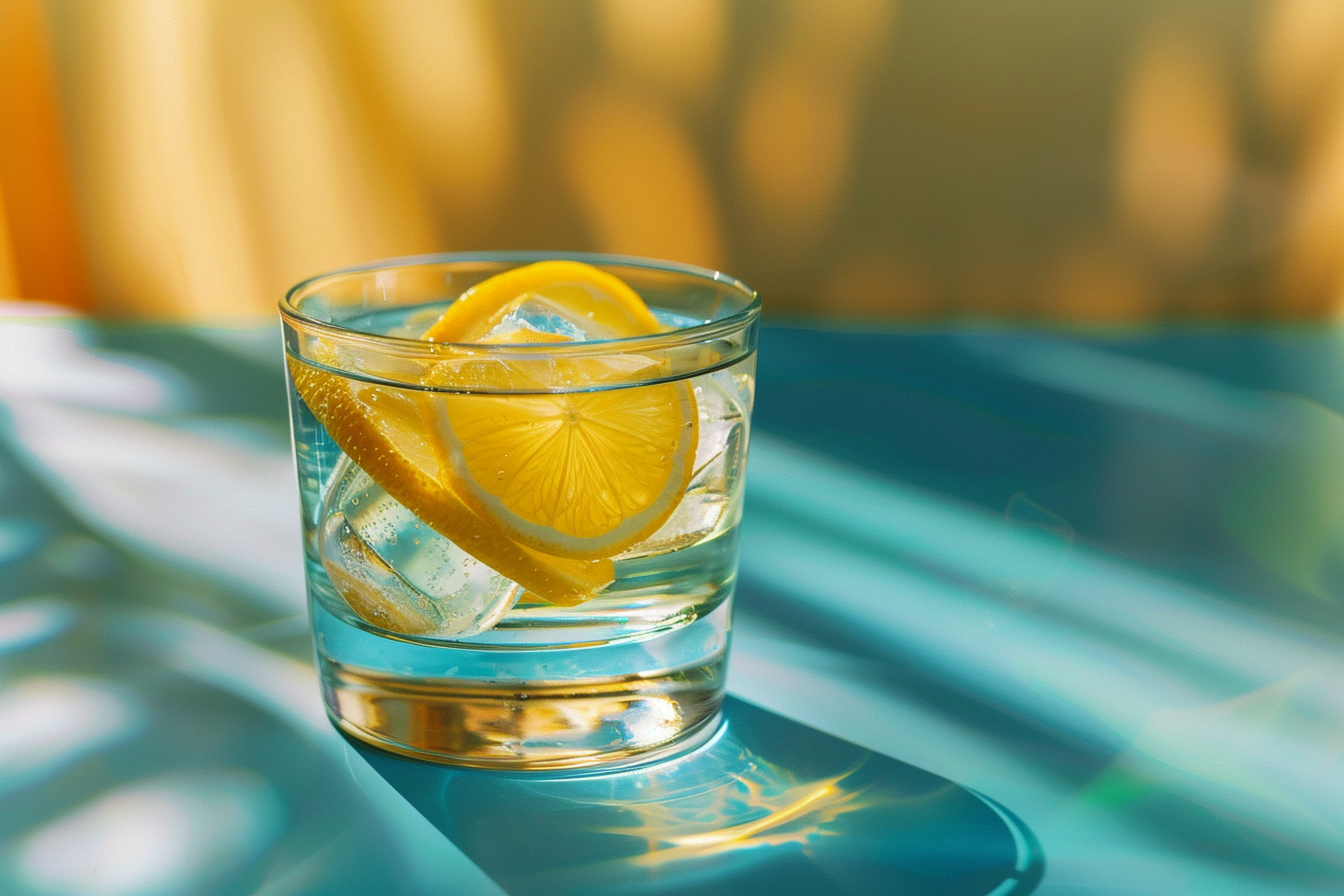 Image gratuite Verre d&rsquo;eau de source avec citron 1