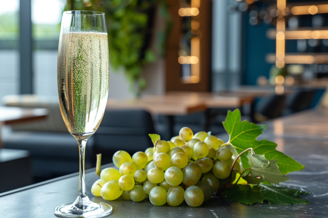 Image gratuite Verre de champagne avec raisins 2