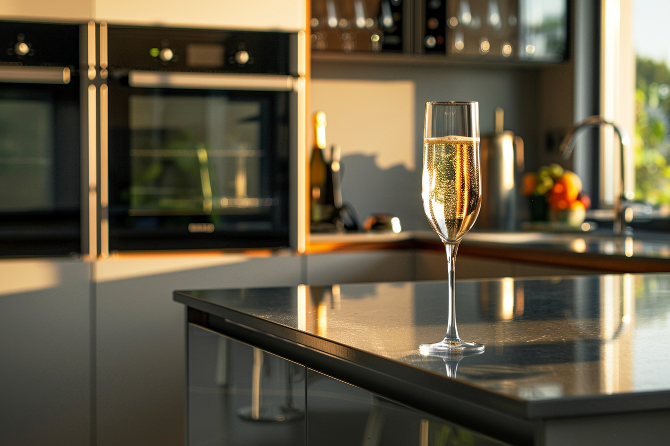 Image gratuite Verre de champagne en cuisine moderne 5