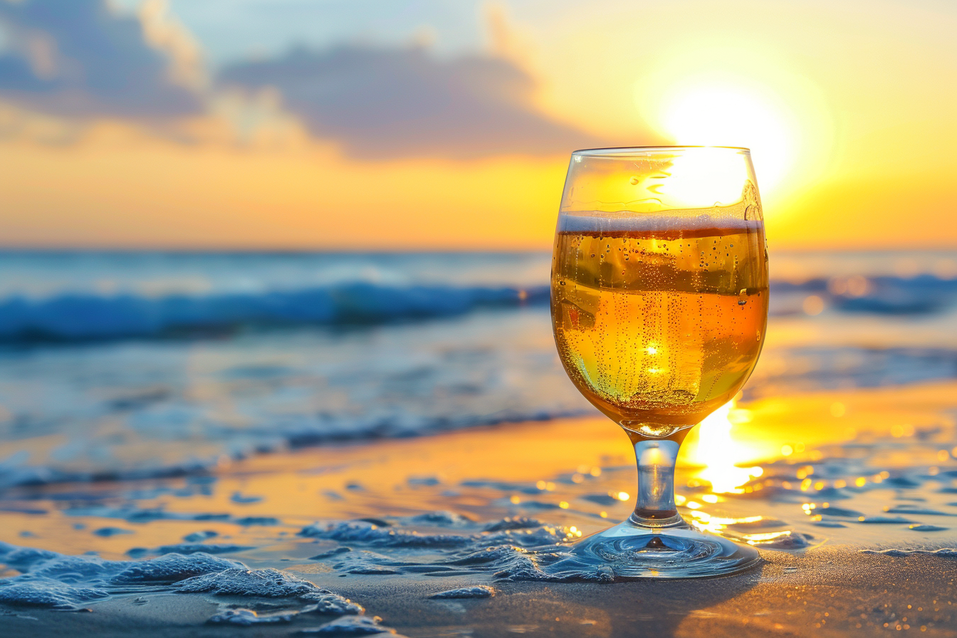 Image gratuite Verre de cidre sur une plage 1