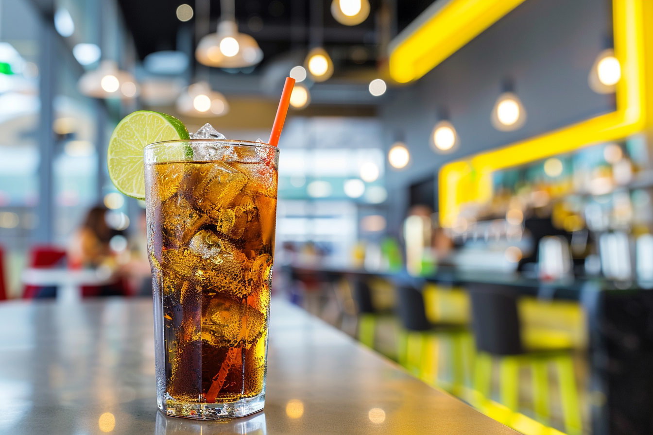 Image gratuite Verre de cola avec glace et citron vert 4