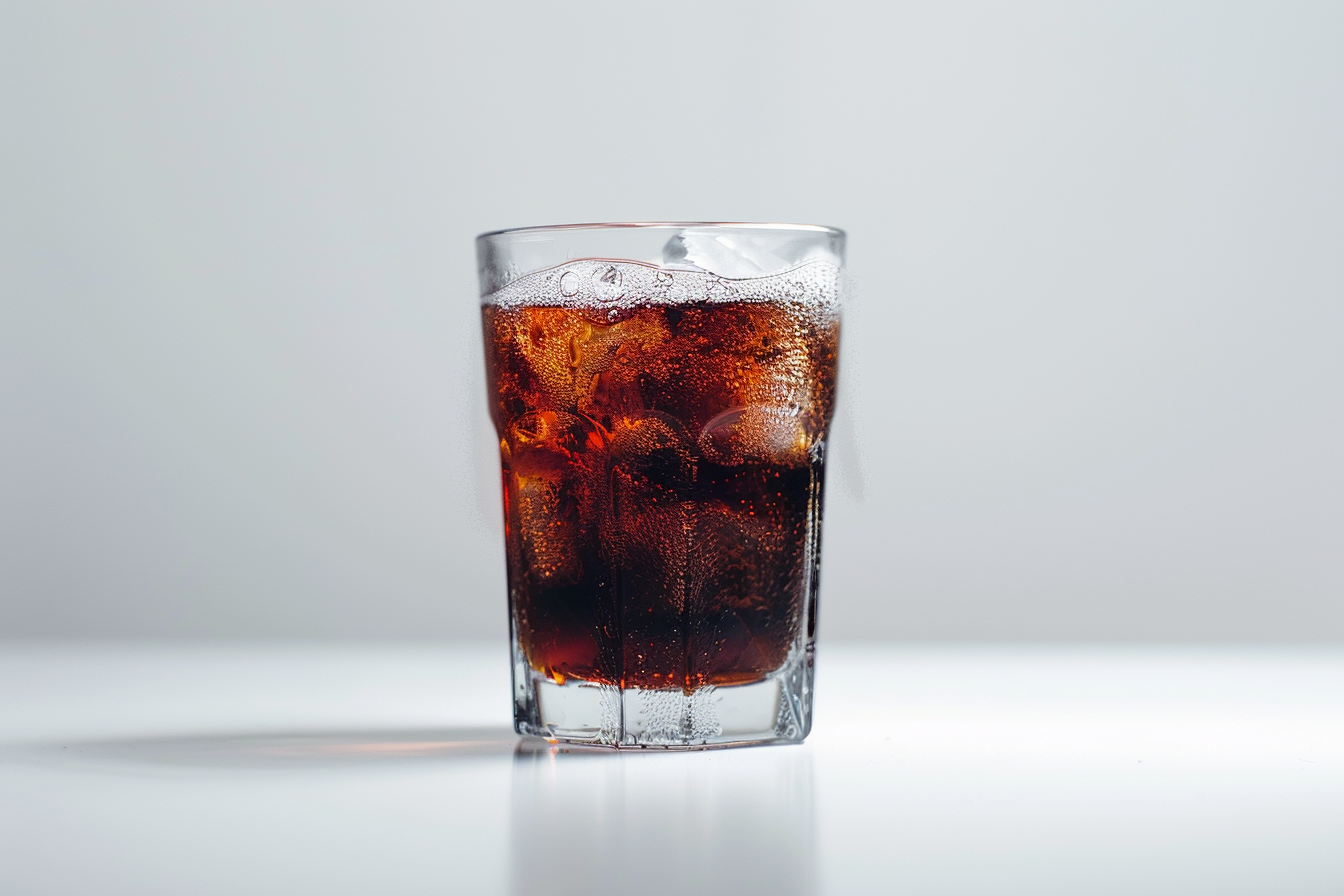 Image gratuite Verre de cola sur fond blanc 1