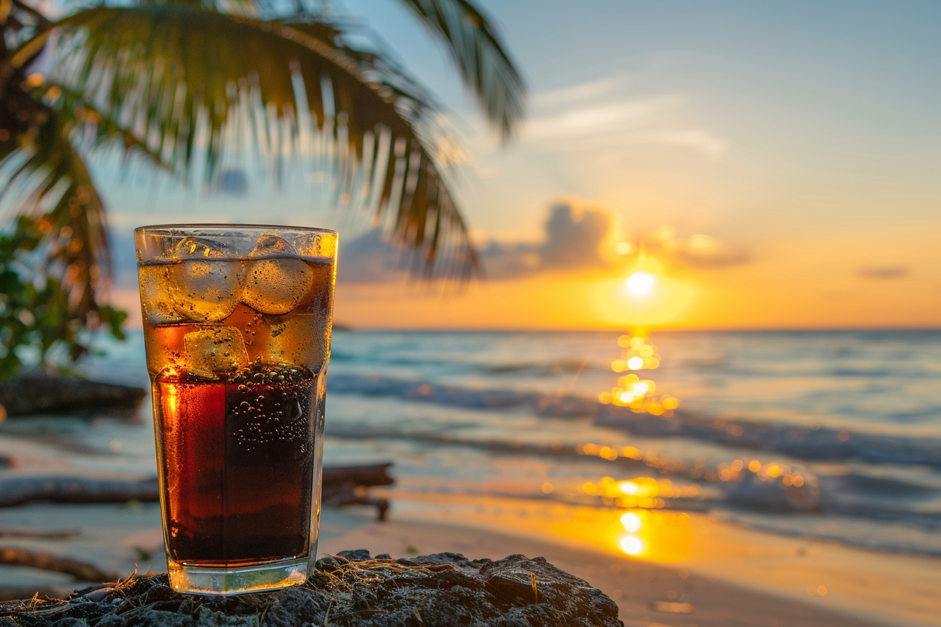 Image gratuite Verre de cola sur une plage 2