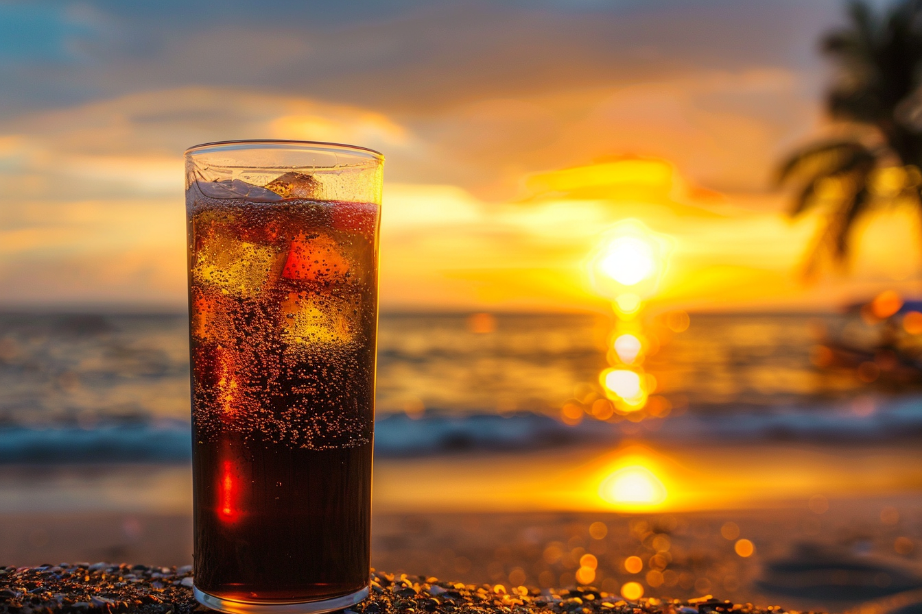 Image gratuite Verre de cola sur une plage 7
