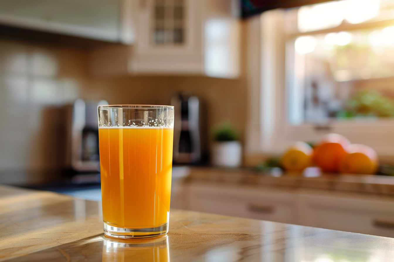 Image gratuite Verre de jus d&rsquo;orange en cuisine moderne 1